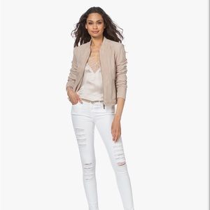Frame Le Skinny de Jeanne Jeans in Blanc Distressed Size 32